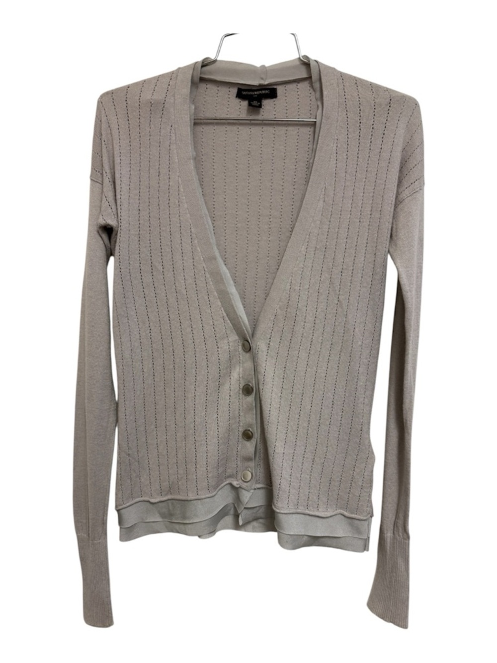 Banana Republic Grey Ribbed V-Neck Button Cardigan XS
